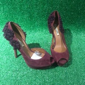 Zara basic collection peep toe platform shoe with mesh flower design size 40.